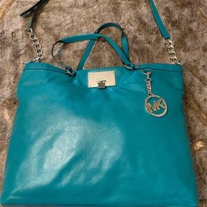 Teal Michael Kors bag w/silver hardware